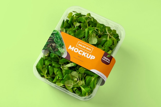 PSD flat lay delicious salad box