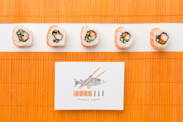 Flat lay delicious sushi