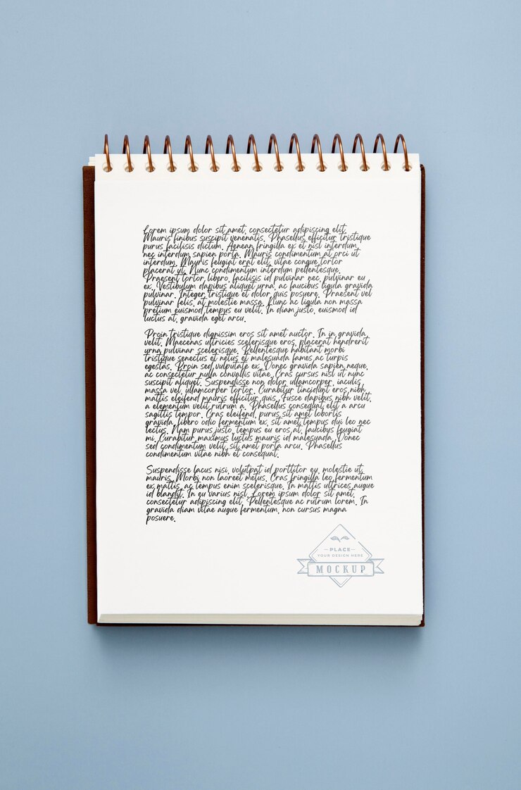 PSD flat lay of desk surface with notepad