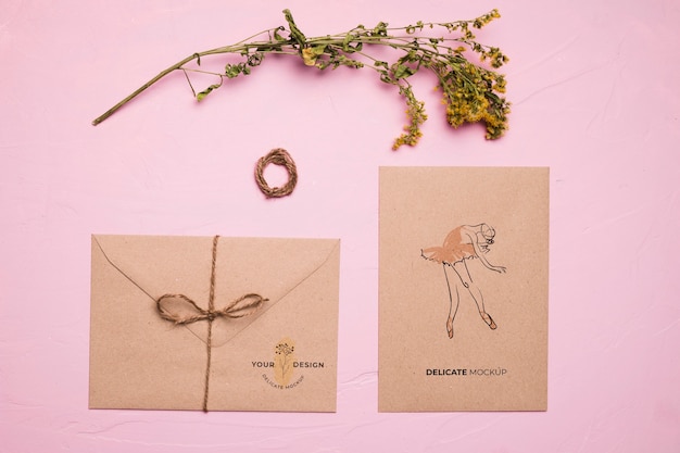 PSD flat lay envelope with ballerina