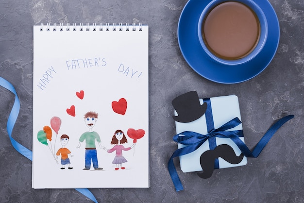 PSD flat lay of father's day concept mock-up