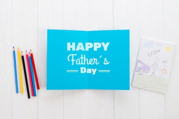 PSD flat lay of father's day concept