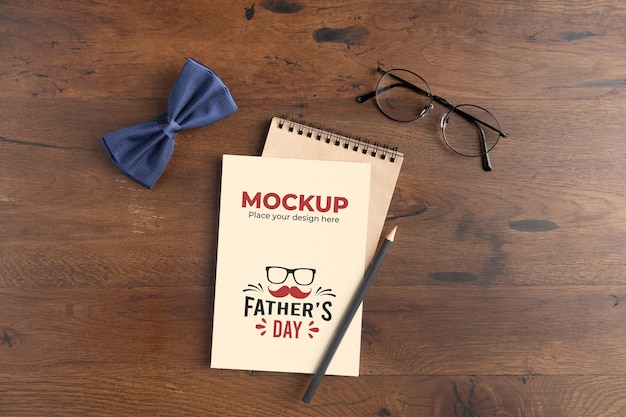 PSD flat lay of father's day preparation