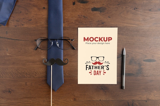 PSD flat lay of father's day preparation