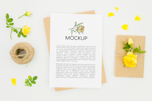 Flat lay flower shop botanical mock-up