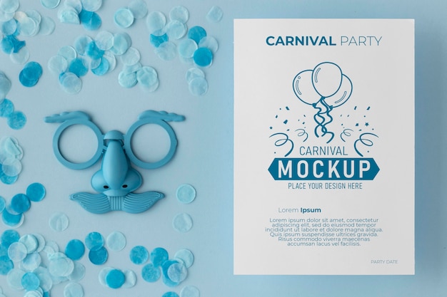 PSD flat lay flyer mock-up with confetti