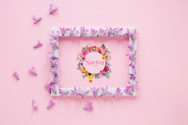 Flat lay frame mockup for spring