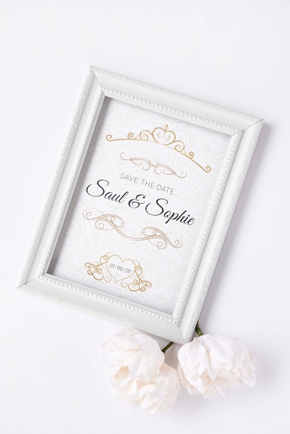 flat lay frame with save the date