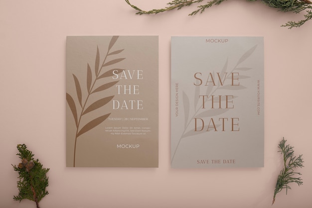 PSD flat lay of greeting mockup