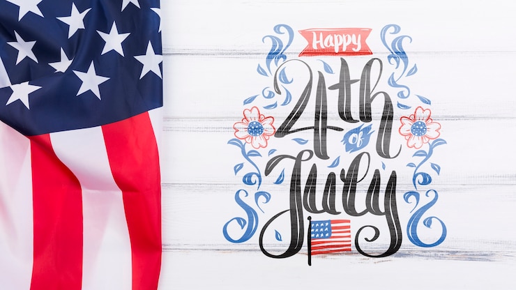 PSD flat lay independence day mockup with copyspace