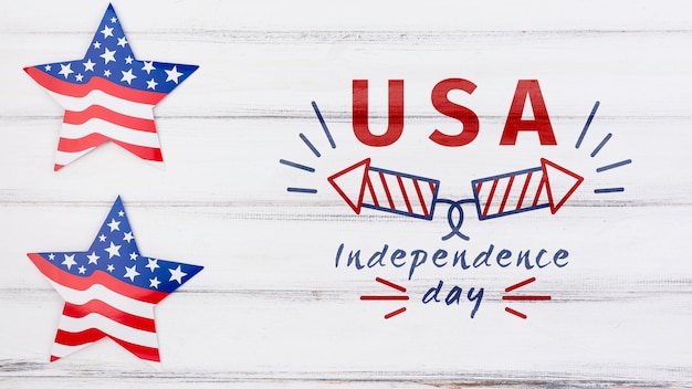 PSD flat lay independence day mockup with copyspace