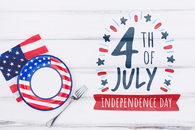 PSD flat lay independence day mockup with copyspace