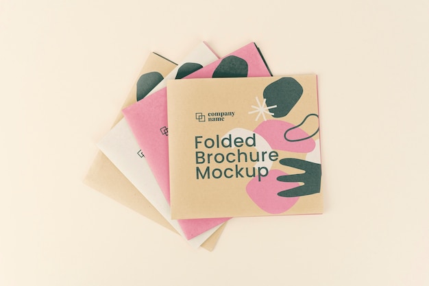 PSD flat lay isolated studio folded brochures