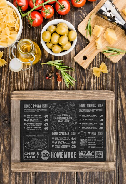 Flat lay italian food mock-up