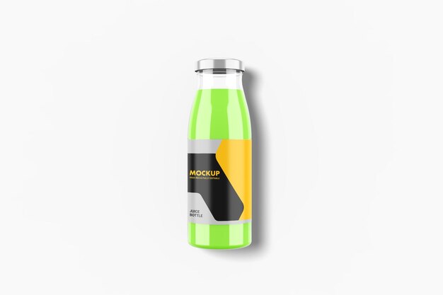 Flat lay of juice bottle mockup