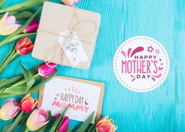 PSD flat lay label mockup for easter