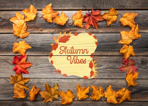 PSD flat lay of leaves with autumn vibes