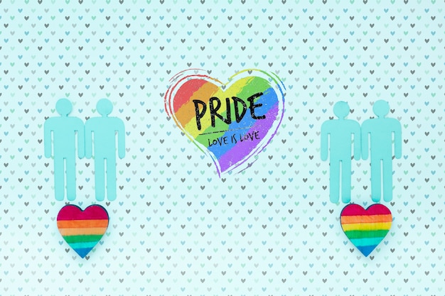PSD flat lay lgbt pride composition with copyspace
