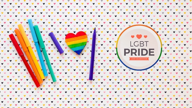 PSD flat lay lgbt pride composition with copyspace