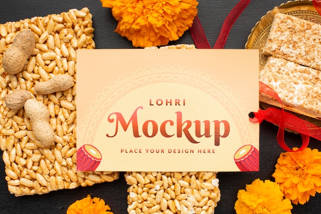 PSD flat lay of lohri concept mock-up