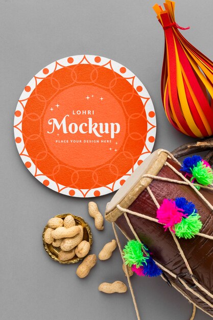 PSD flat lay of lohri concept mock-up