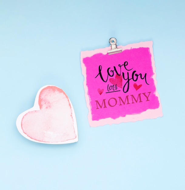 Flat lay mothers day composition with card mockup