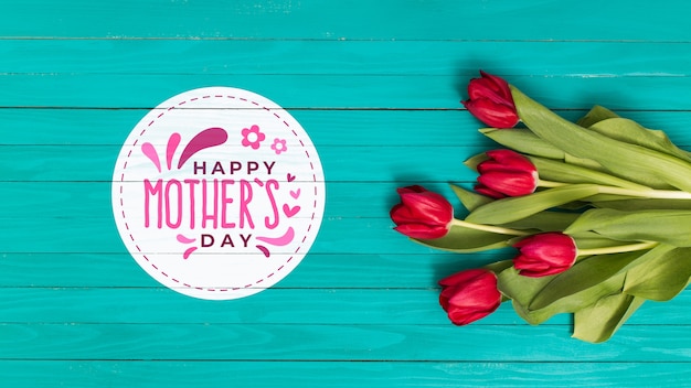 Flat lay mothers day composition with copyspace for logo