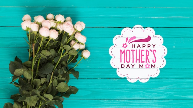 PSD flat lay mothers day composition with copyspace for logo