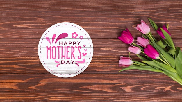 Flat lay mothers day composition with copyspace for logo