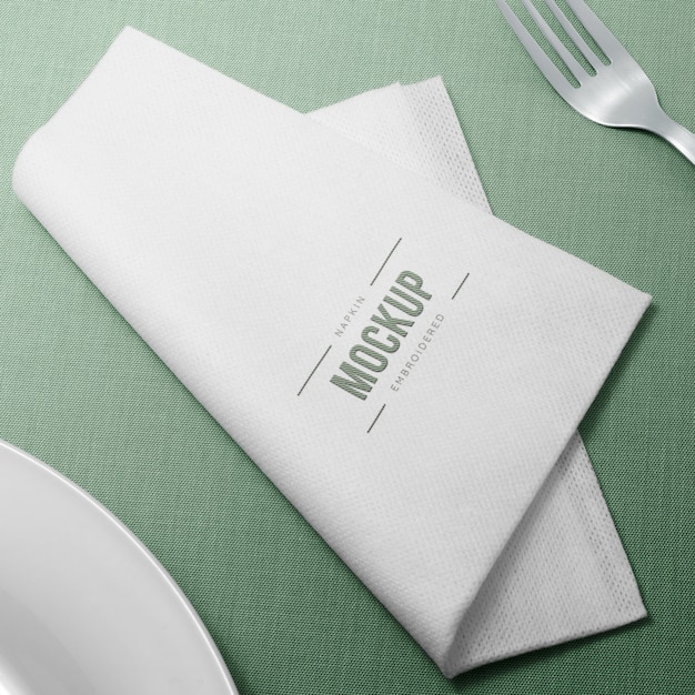 PSD flat lay napkin and fork arrangement