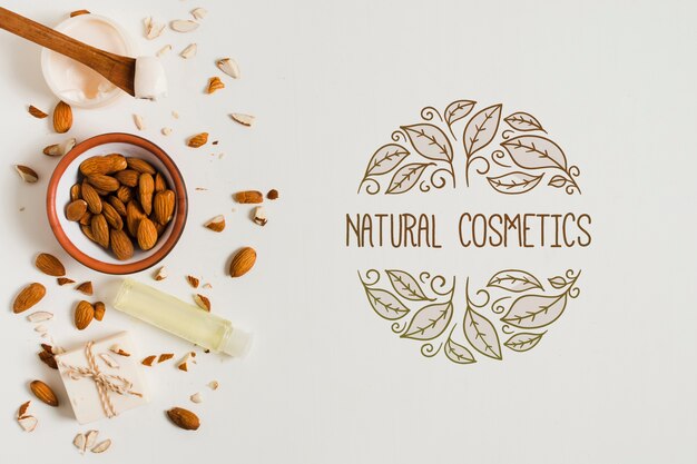 Flat lay natural cosmetics logo template