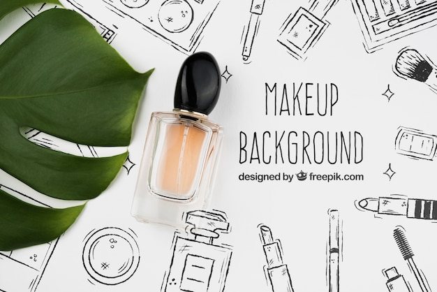 flat lay of perfume bottle mock-up