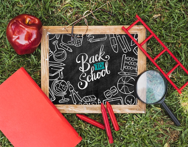 PSD flat lay organized back to school arrangement