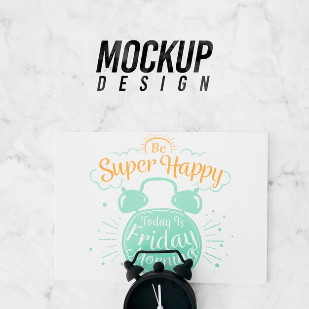 PSD flat lay paper mockup on workspace