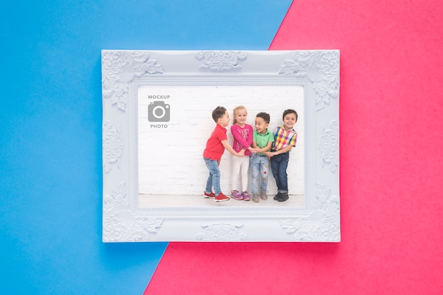 PSD flat lay of plain picture frame