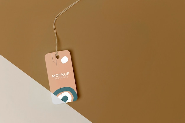 Flat lay product tag mock-up arrangement