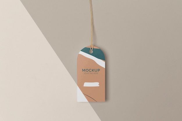 PSD flat lay product tag mock-up