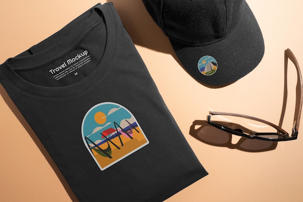 PSD flat lay reis t-shirt mock-up