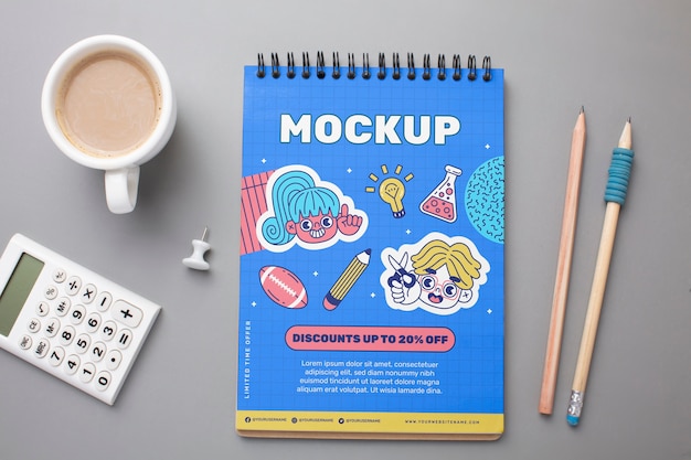 Flat lay school supplies arrangement