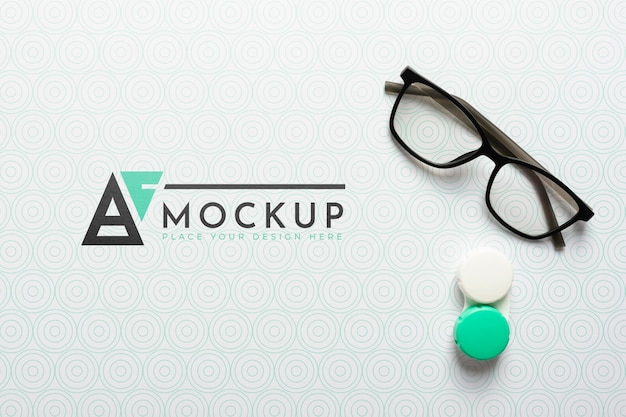 Flat lay of seeing glasses mock-up