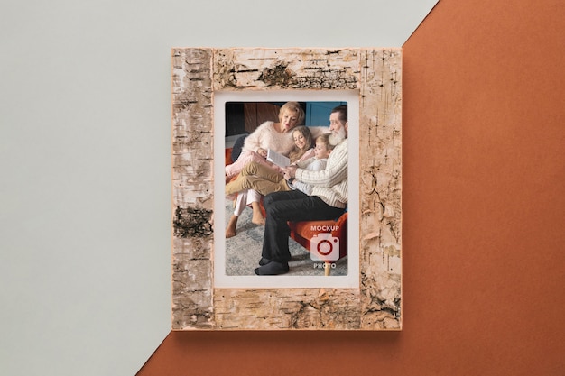 PSD flat lay of simple picture frame