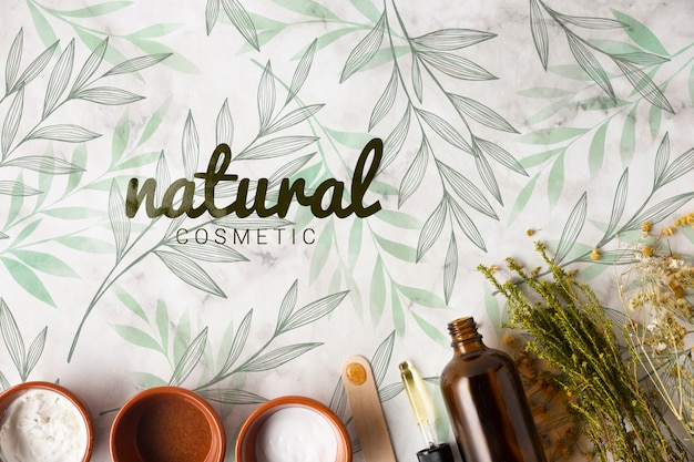 flat lay of skincare products