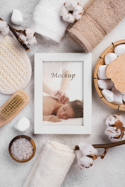 PSD flat lay of spa concept mock-up