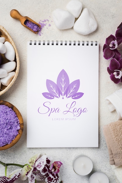 Flat lay of spa concept mock-up