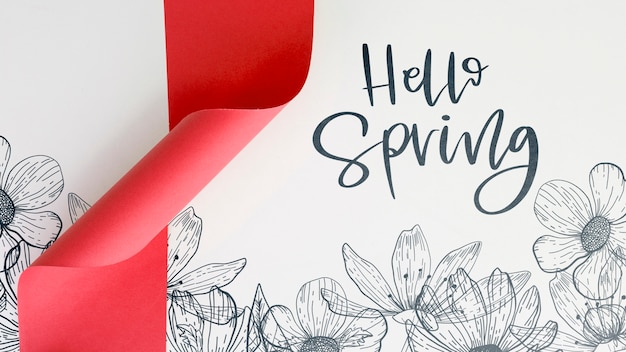 PSD flat lay spring mockup with copyspace