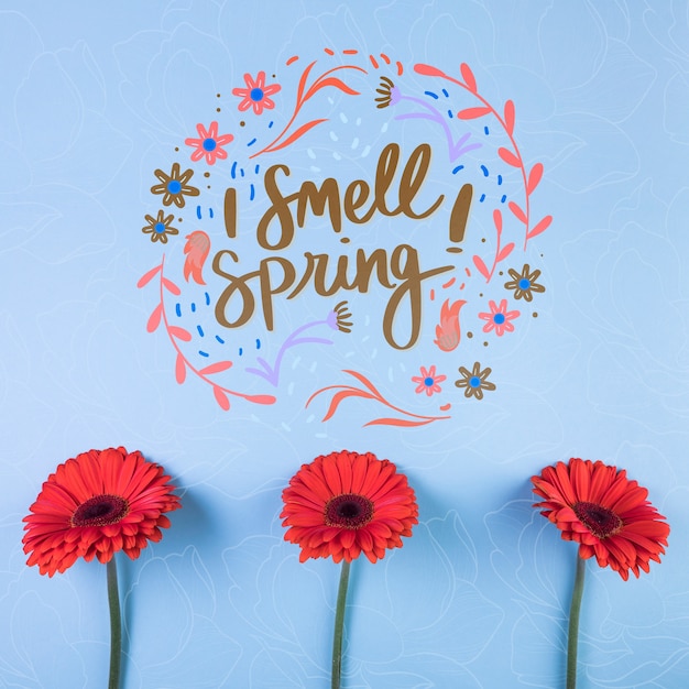flat lay spring mockup with copyspace