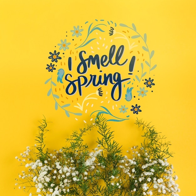 flat lay spring mockup with copyspace