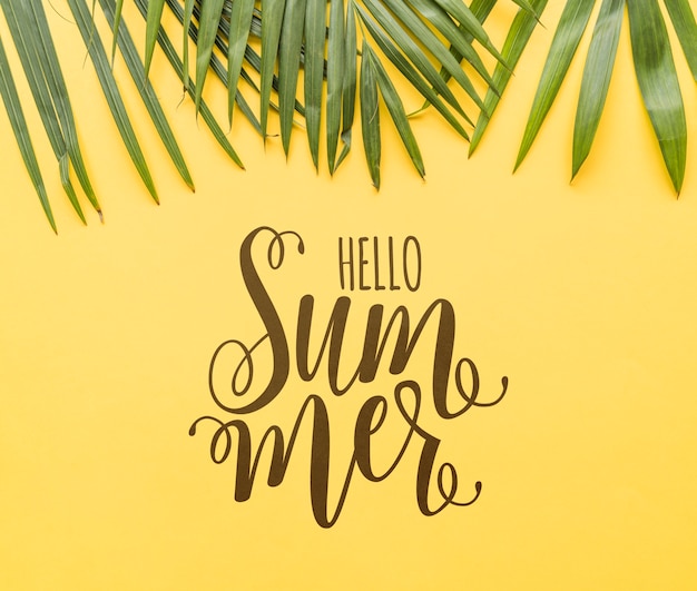 PSD flat lay summer background with copyspace