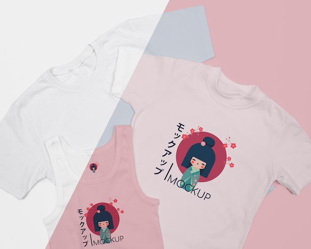 PSD flat lay of t-shirt concept mock-up