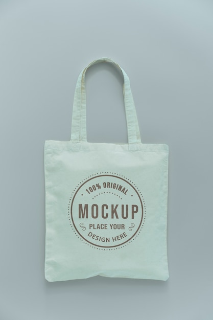 PSD flat lay of tote bag mockup